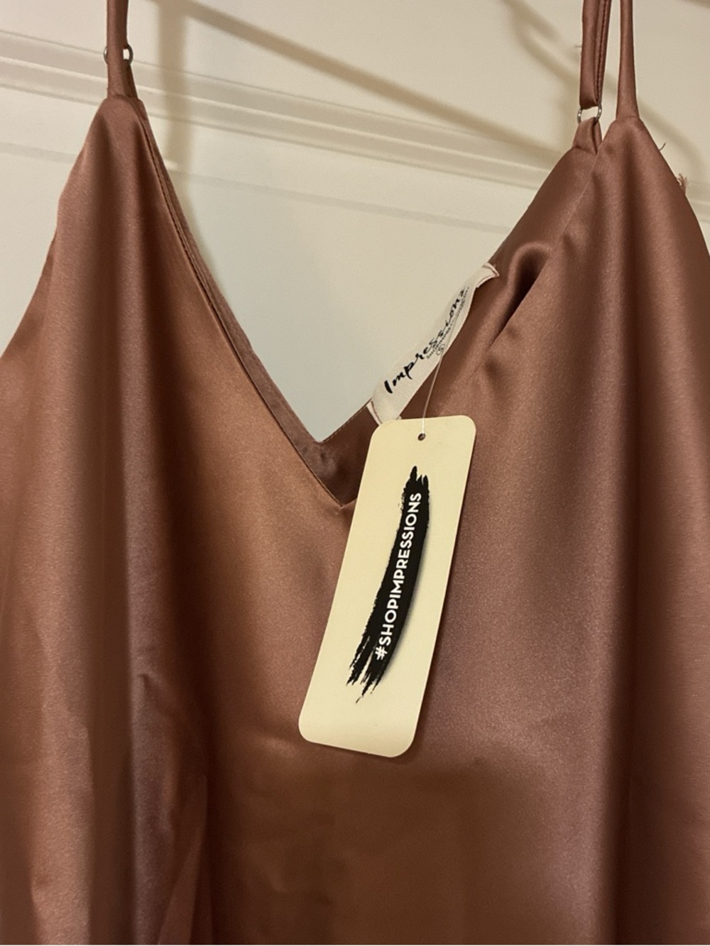 Satin Slip Cami in Copper Brown
